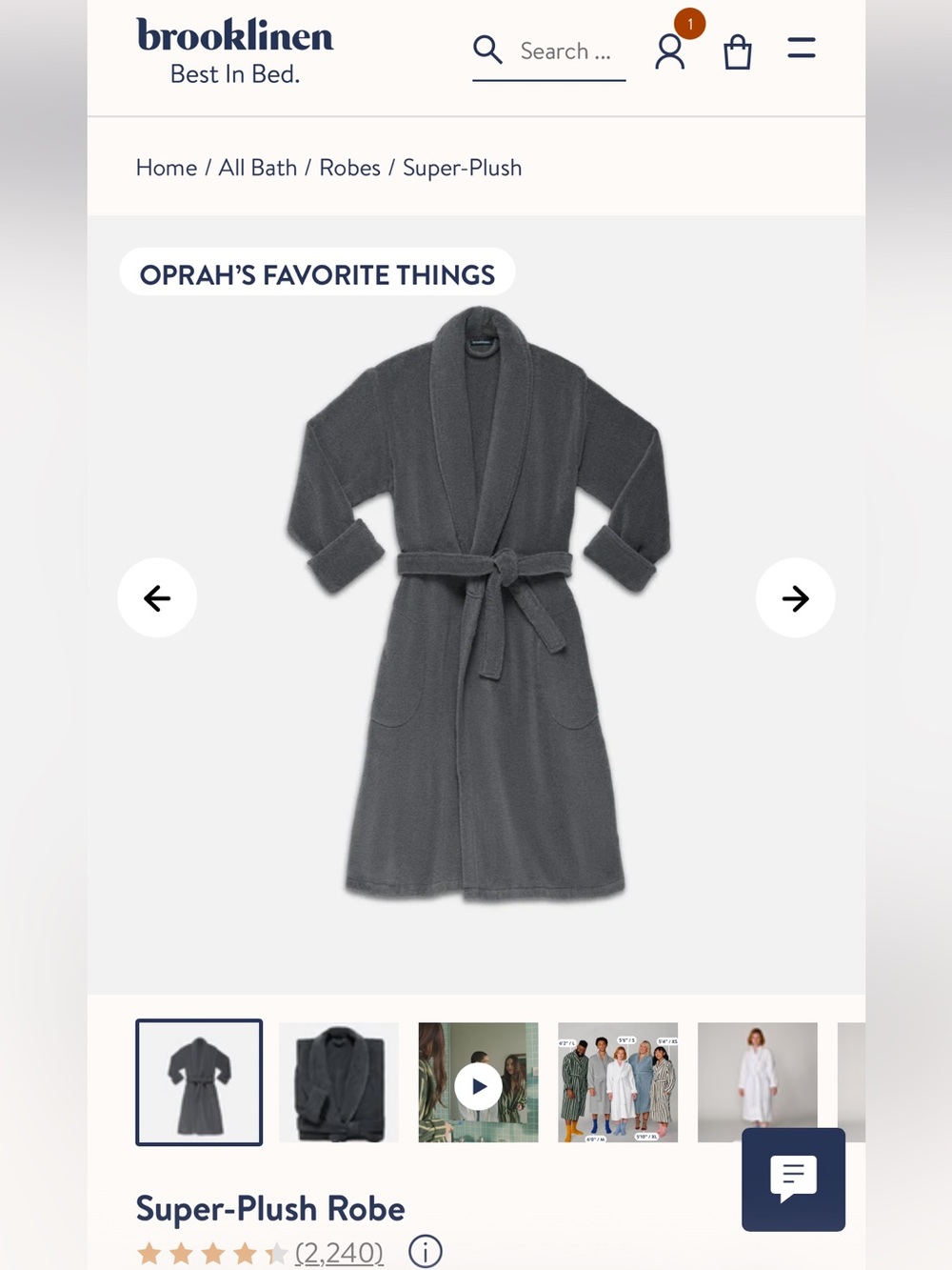 Brooklinen Plush Turkish Cotton Robe in Charcoal
